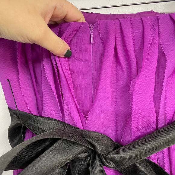 White by Vera Wang SZ 18 Amethyst Purple Strapless Ruffled Formal Chiffon Waves - Picture 9 of 11